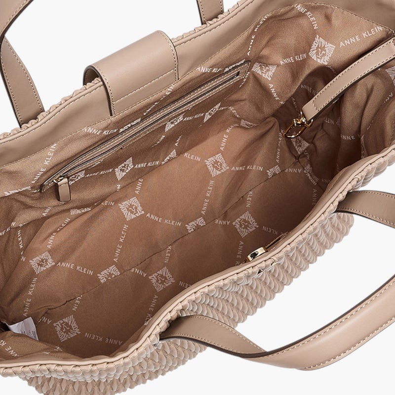 ANNE KLEIN حقيبة توت منقوشة باللون البيج للنساء - Image 5